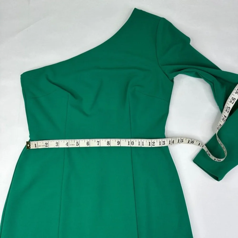 Donna‎ Morgan One Shoulder Midi Emerald Green Front Slit Party Dress Size 2